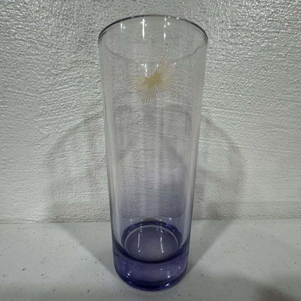 Avon Vintage Blue Purple Ombré Highball Glass with Gold Butterfly (6")